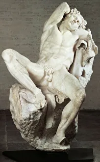 Sleeping or drunken satyr known as the Barberini Faun, Roman marble copy Sleeping or drunken satyr known as the Barberini Faun, Roman marble copy