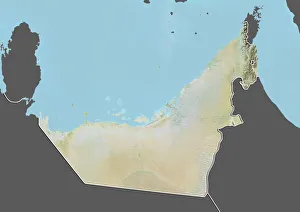 United Arab Emirates, Relief Map with Border and Mask United Arab Emirates, Relief Map with Border and Mask