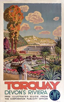 Torquay, Devons Riviera, GWR poster, 1930s Torquay, Devons Riviera, GWR poster, 1930s