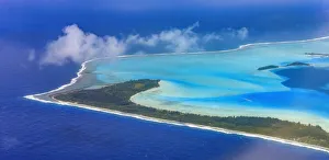 Aerial view of lagoon, Bora Bora, French Polynesia Aerial view of lagoon, Bora Bora, French Polynesia