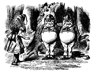 Alice, Tweedledum and Tweedledee illustration, (Alice's Adventures in Wonderland) Alice, Tweedledum and Tweedledee illustration, (Alice's Adventures in Wonderland)