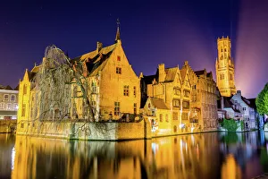 Buildings on Canal at Night - Bruges Buildings on Canal at Night - Bruges