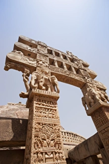 Carved gateway to the Great Stupa built by Ashoka the Great at Sanchi, Madhya Pradesh Carved gateway to the Great Stupa built by Ashoka the Great at Sanchi, Madhya Pradesh