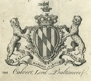 Coat of Arms Calvert Lord Baltimore 18th century Coat of Arms Calvert Lord Baltimore 18th century