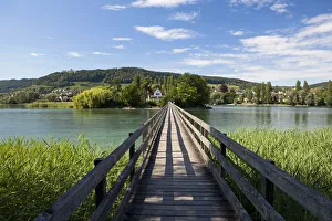 Footbridge to Werd island near Stein am Rhein, Lake Constance, Switzerland, Europe Footbridge to Werd island near Stein am Rhein, Lake Constance, Switzerland, Europe