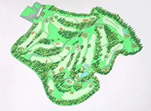 Illustrated map of Augusta National Golf Course, Augusta, Georgia, USA Illustrated map of Augusta National Golf Course, Augusta, Georgia, USA