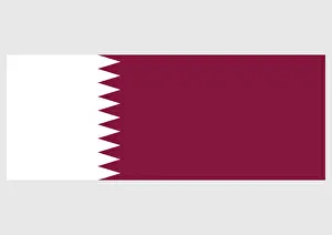 Illustration of flag of Qatar, purple with white, nine-point serrated line on hoist side Illustration of flag of Qatar, purple with white, nine-point serrated line on hoist side