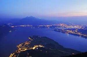 Lake Lucerne with the city of Lucerne, in the distance, Pilatus Mountain, Lucerne Lake Lucerne with the city of Lucerne, in the distance, Pilatus Mountain, Lucerne