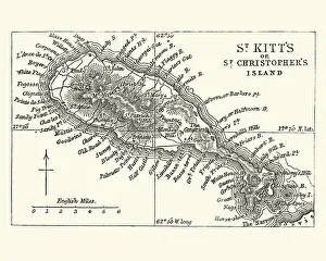 Map of Saint Kitts, 19th Century Map of Saint Kitts, 19th Century