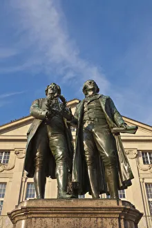 Monument to Goethe and Schiller, German National Theatre, Theaterplatz square, Weimar Monument to Goethe and Schiller, German National Theatre, Theaterplatz square, Weimar