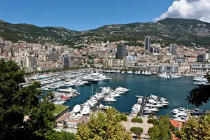 Overlooking the harbour of Monaco, Port Hercule, Monte Carlo, Principality of Monaco Overlooking the harbour of Monaco, Port Hercule, Monte Carlo, Principality of Monaco