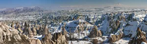 Panoramic view of Goreme in winter Panoramic view of Goreme in winter