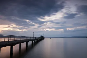 Pier in Mannenbach on Lake Constance in the evening, Mannenbach, Switzerland, Europe Pier in Mannenbach on Lake Constance in the evening, Mannenbach, Switzerland, Europe