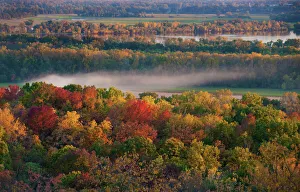 Scenic view of autumn forest by Mississippi River, Pere Marquette State Park, Wisconsin Scenic view of autumn forest by Mississippi River, Pere Marquette State Park, Wisconsin