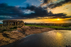 Sunset in Hampi - A city of ancient civilization Sunset in Hampi - A city of ancient civilization