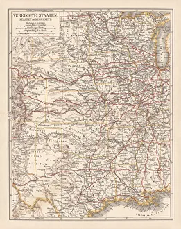 United States of America, States on Mississippi river, lithograph published 1878 United States of America, States on Mississippi river, lithograph published 1878