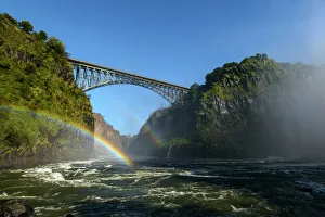 View of Bridge across the Zambezi River from the Boiling Pot. Victoria Falls. Livingstone View of Bridge across the Zambezi River from the Boiling Pot. Victoria Falls. Livingstone