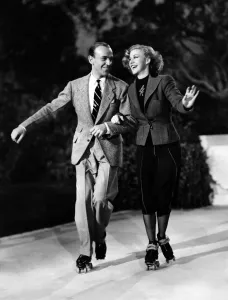 Fred Astaire and Ginger Rogers shooting Shall We Dance Fred Astaire and Ginger Rogers shooting Shall We Dance