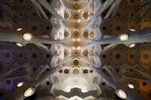 Picture shows the ceiling of the Expiatory Church of the 'Sagrada Familia" Picture shows the ceiling of the Expiatory Church of the 'Sagrada Familia"