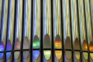 Picture shows organ tubes of the Expiatory Church of the 'Sagrada Familia" Picture shows organ tubes of the Expiatory Church of the 'Sagrada Familia"