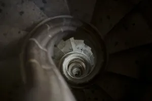 Picture shows the spiral staircase of the Passion facade's bell tower (Western Picture shows the spiral staircase of the Passion facade's bell tower (Western