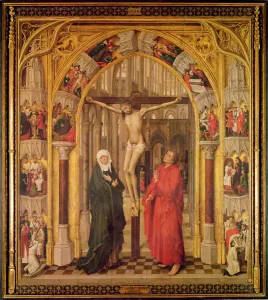 Christ on the Cross, with the Virgin Mary and Saint John under an archway with Gothic Christ on the Cross, with the Virgin Mary and Saint John under an archway with Gothic