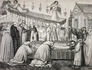 The death of St. Benedict of Nursia in the Abbey of Monte Cassino, from 'Military The death of St. Benedict of Nursia in the Abbey of Monte Cassino, from 'Military