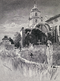 Graveyard and mission, San Luis Rey de Francia, California, from 'The Century Graveyard and mission, San Luis Rey de Francia, California, from 'The Century