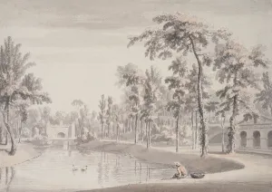 The Grotto and the Temple of Contemplation, Stowe, 1752 (pen & ink with wash over The Grotto and the Temple of Contemplation, Stowe, 1752 (pen & ink with wash over