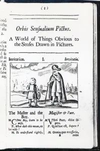 Introduction to 'Orbis Sensualium Pictus' by Comenius (woodcut) Introduction to 'Orbis Sensualium Pictus' by Comenius (woodcut)