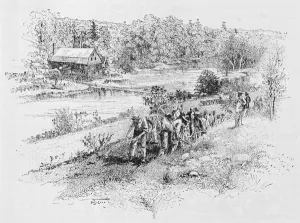 Jericho Mills: Union engineer corps at work, engraved by Harry Fenn (1838/45-1911) Jericho Mills: Union engineer corps at work, engraved by Harry Fenn (1838/45-1911)