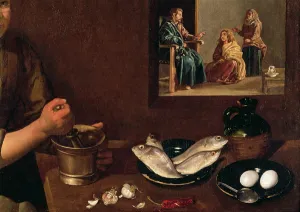 Kitchen Scene with Christ in the House of Martha and Mary (detail of Food on the Table with Christ Kitchen Scene with Christ in the House of Martha and Mary (detail of Food on the Table with Christ