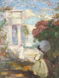 Lyrical Landscape with Two Figures in Nineteenth Century Dress, 1890-1900 (oil on canvas) Lyrical Landscape with Two Figures in Nineteenth Century Dress, 1890-1900 (oil on canvas)