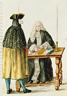 A Magistrate Playing Cards with a Masked Man (w/c on paper) A Magistrate Playing Cards with a Masked Man (w/c on paper)