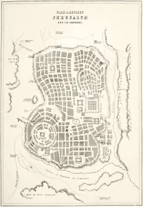 Plan of ancient Jerusalem as it was presumed to be at the time of Jesus Christ (litho) Plan of ancient Jerusalem as it was presumed to be at the time of Jesus Christ (litho)