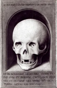 Skull, right hand panel reverse from the Triptych of Earthly Vanity and Divine Salvation Skull, right hand panel reverse from the Triptych of Earthly Vanity and Divine Salvation