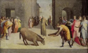 St. Anthony of Padua and the Miracle of the Ass, 1537 (oil on panel) St. Anthony of Padua and the Miracle of the Ass, 1537 (oil on panel)