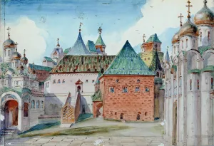 Stage design for Modest Mussorgskys opera 'Boris Godunov', 1916 (w/c Stage design for Modest Mussorgskys opera 'Boris Godunov', 1916 (w/c