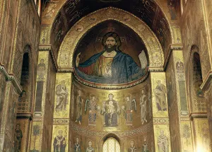 (TtoB) Christ Pantocrator; Virgin and Child with Angels and Apostles, from the main apse (TtoB) Christ Pantocrator; Virgin and Child with Angels and Apostles, from the main apse