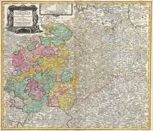 1757, Homann Heirs Map of Saxony, Germany, and the Czech Republic, topography, cartography 1757, Homann Heirs Map of Saxony, Germany, and the Czech Republic, topography, cartography