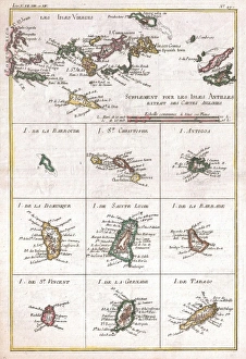 1780, Raynal and Bonne Map of the Virgin Islands and Antilles, West Indies, Rigobert 1780, Raynal and Bonne Map of the Virgin Islands and Antilles, West Indies, Rigobert