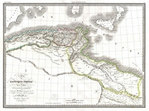 1829, Lapie Historical Map of Empire of Carthage, Modern Tunisia , topography, cartography 1829, Lapie Historical Map of Empire of Carthage, Modern Tunisia , topography, cartography
