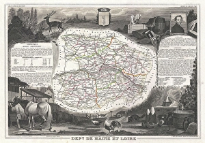 1852, Levasseur Map of the Department De Maine et Loire, France, topography, cartography 1852, Levasseur Map of the Department De Maine et Loire, France, topography, cartography