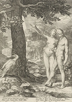 Adam and Eve before the Tree of Knowledge of Good and Evil, print maker: Jan Saenredam Adam and Eve before the Tree of Knowledge of Good and Evil, print maker: Jan Saenredam