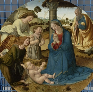Adoration Christ Child Child Mary kneels worship Adoration Christ Child Child Mary kneels worship