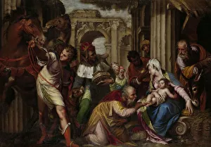 Adoration Magi Kings Mary sits Christ child lap Adoration Magi Kings Mary sits Christ child lap