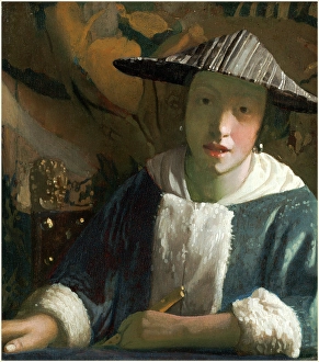 Attributed to Johannes Vermeer, Dutch (1632-1675), Girl with a Flute, probably 1665-1670 Attributed to Johannes Vermeer, Dutch (1632-1675), Girl with a Flute, probably 1665-1670