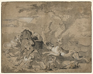 Boar Hunt 1672 Abraham Hondius Dutch 1625-1695 Boar Hunt 1672 Abraham Hondius Dutch 1625-1695