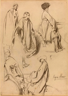 Byam Shaw, Studies of Men and Women in Medieval Dress, British, 1872 - 1919, graphite Byam Shaw, Studies of Men and Women in Medieval Dress, British, 1872 - 1919, graphite