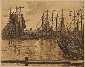 Drawings Prints, Print, Fishing Fleet, Flotille de peche, L'Estampe originale Drawings Prints, Print, Fishing Fleet, Flotille de peche, L'Estampe originale